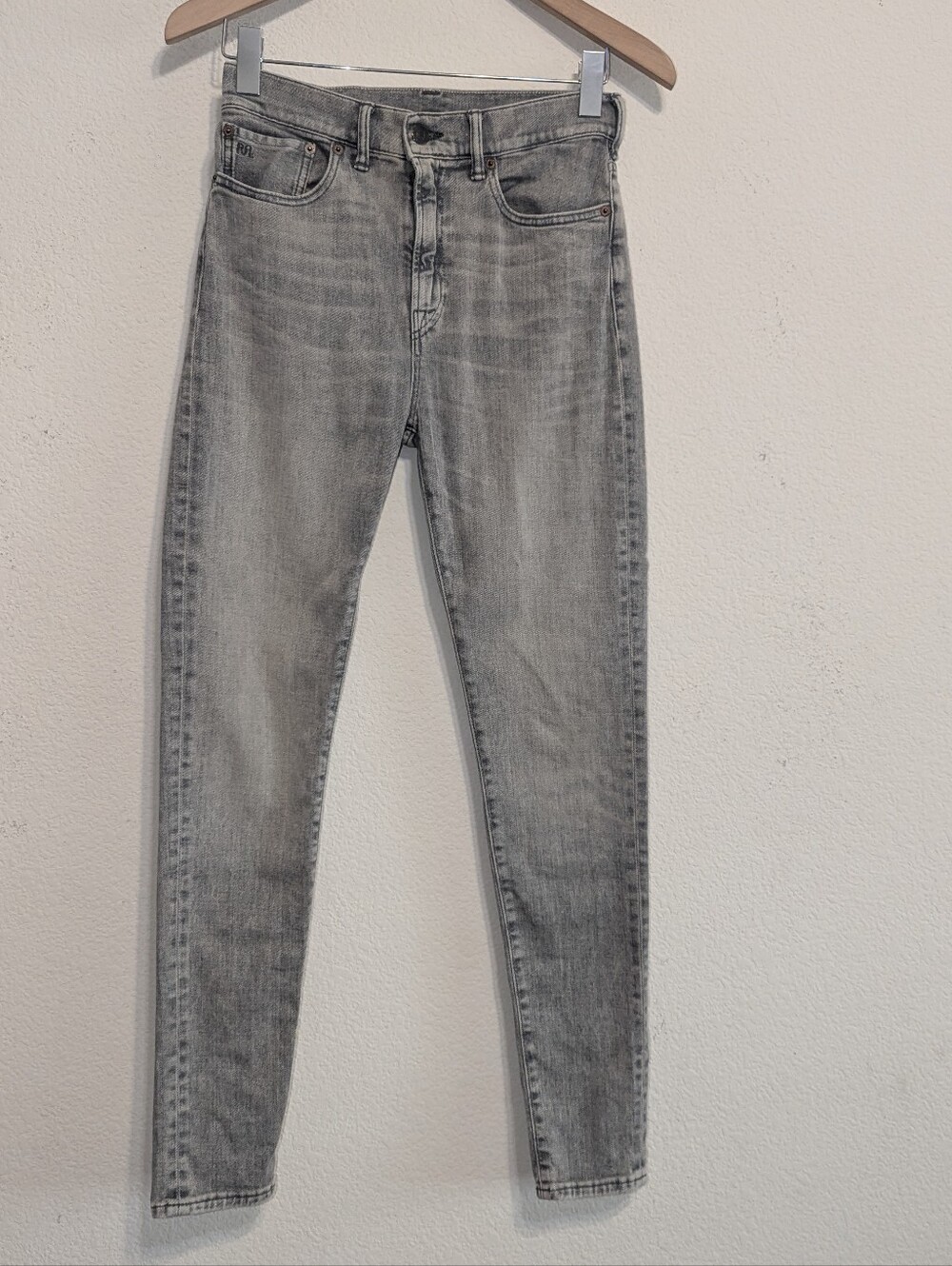 RRL Ralph Lauren Women's 27 Stretch Skinny Fit Denim Jean Washed Gray Double RL